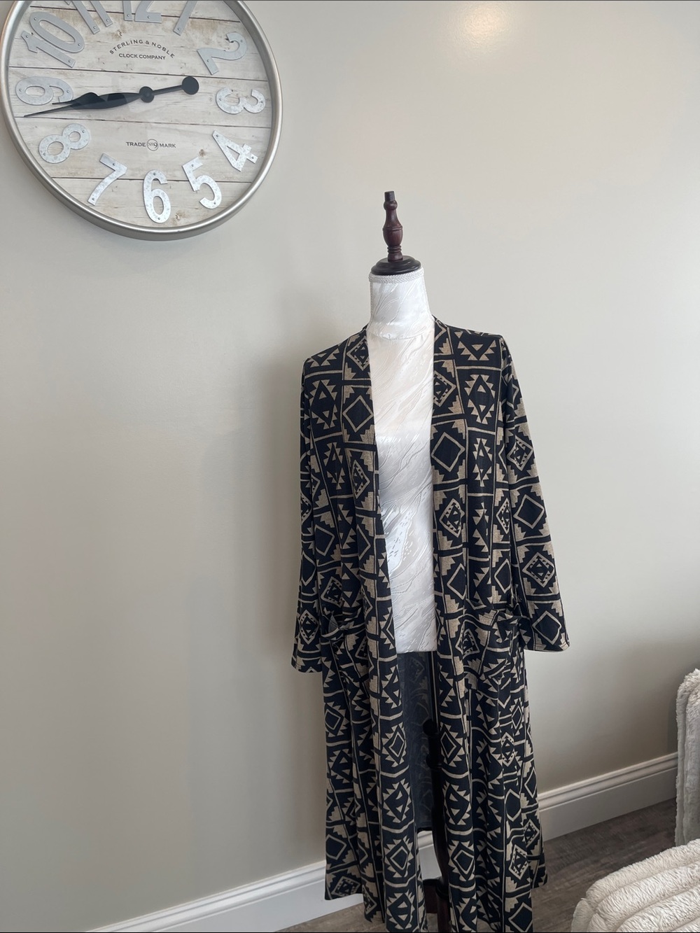LuLaRoe Black and Tan Aztec Long Cardigan
